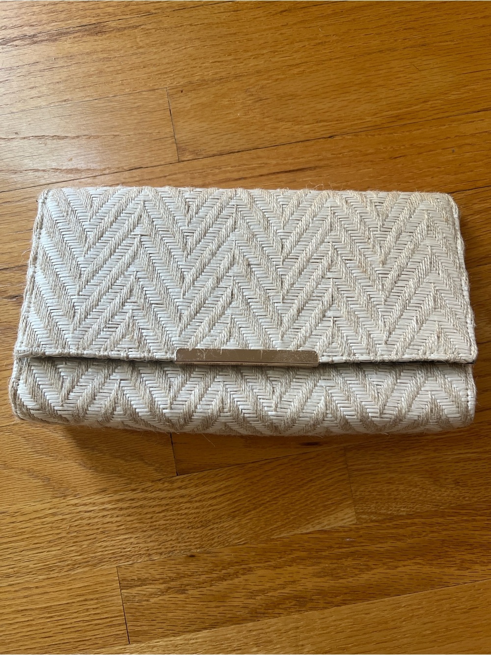 Woven Chevron Envelope Clutch - Ivory